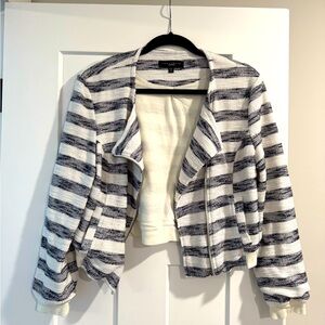 Sanctuary women’s white and blue moto zip jacket size Medium